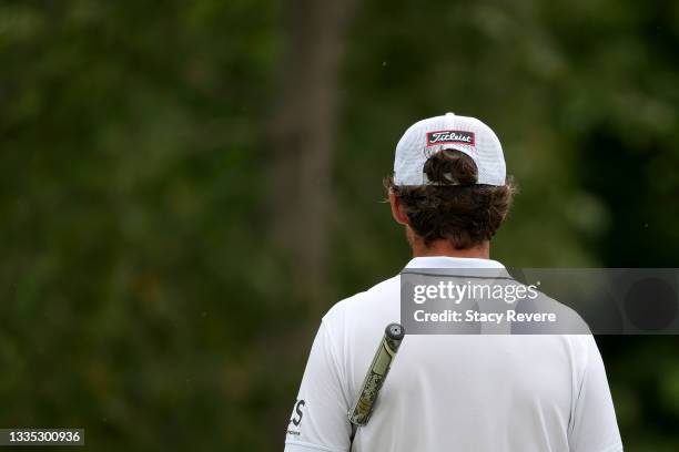 Detailed view of Lanto Griffin of the United States is seen during the second round of THE NORTHERN TRUST, the first event of the FedExCup Playoffs,...