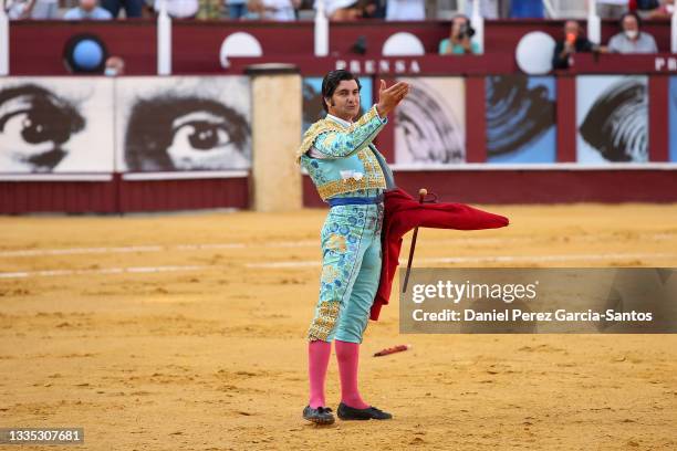 Spanish matador Morante de la Puebla during a 'Picassian' bullfight at the Malagueta bullring on August 20, 2021 in Malaga, Spain.