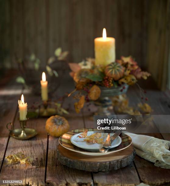 autumn dining table - gourd bildbanksfoton och bilder
