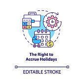 Right to accrue holidays concept icon