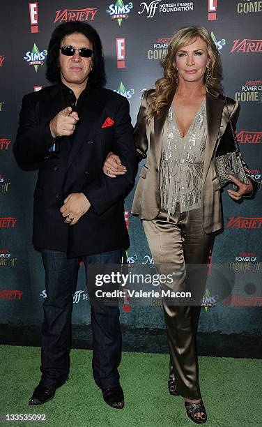 Musician Gene Simmons and Shannon Tweed arrive at Variety's 2nd Annual Power Of Comedy Event at Hollywood Palladium on November 19, 2011 in...