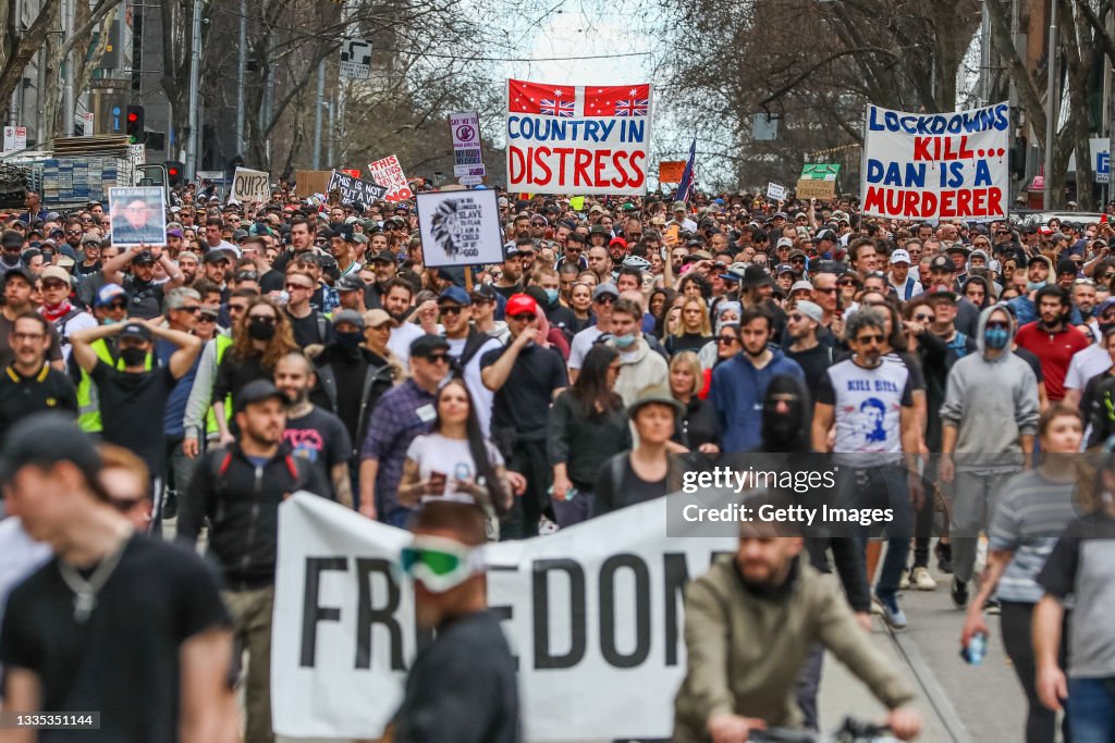Anti-Lockdown Protesters Defy COVID-19 Restrictions To Rally In Melbourne