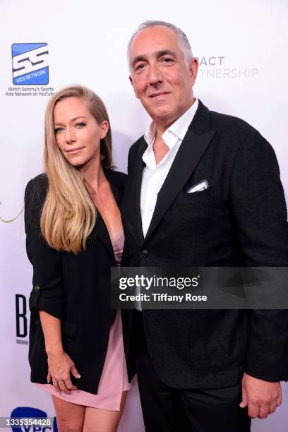 Kendra Wilkinson and Steven Kotler attend the 21st Annual Harold and Carole Pump Foundation Gala at The Beverly Hilton on August 20, 2021 in Beverly...