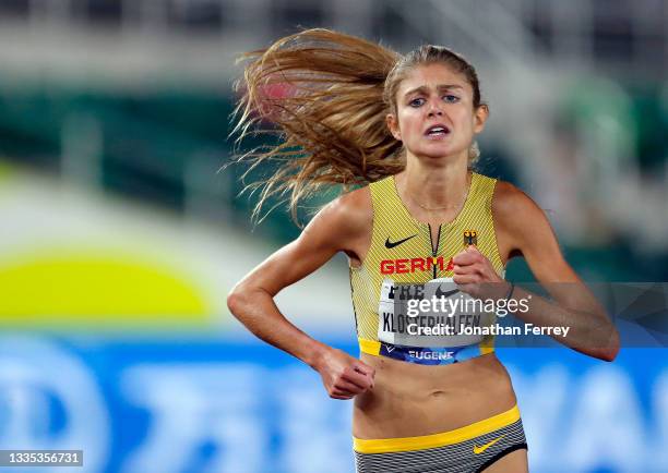 Konstanze Klosterhalfen of Germany runs the 2 Mile race during the 2021 Prefontaine Classic at Hayward Field on August 20, 2021 in Eugene, Oregon.