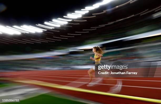 Konstanze Klosterhalfen of Germany runs the 2 Mile race during the 2021 Prefontaine Classic at Hayward Field on August 20, 2021 in Eugene, Oregon.