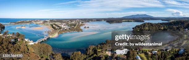 aerial view of the town of narooma, nsw, australia. - ports nsw stock pictures, royalty-free photos & images