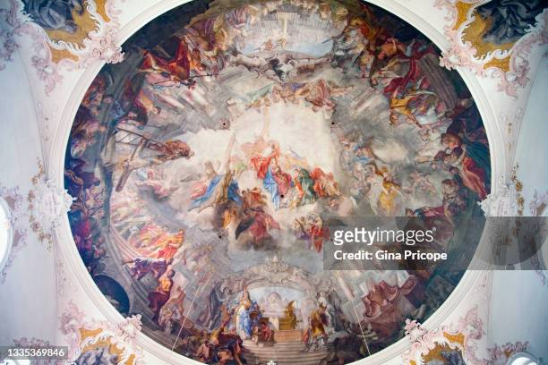 baroque frescoes in mittenwald, germany. - mittenwald bildbanksfoton och bilder