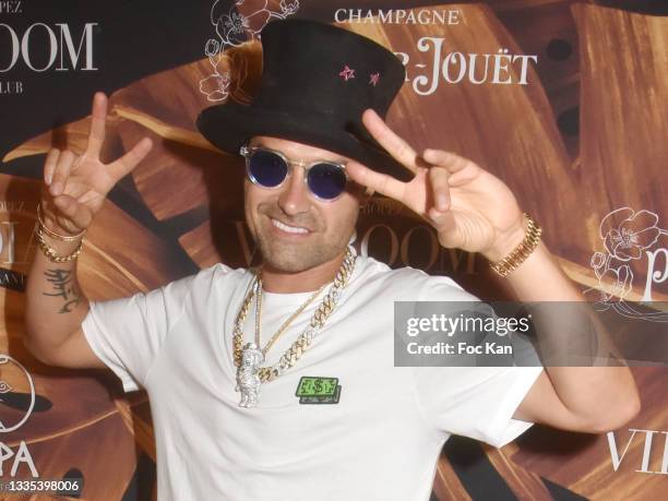 Street Painter Alec Monopoly aka Alec Andon attends the Alec Monopoly X Belart After Party at VIP Room Saint Tropez on August 20, 2021 in Saint...