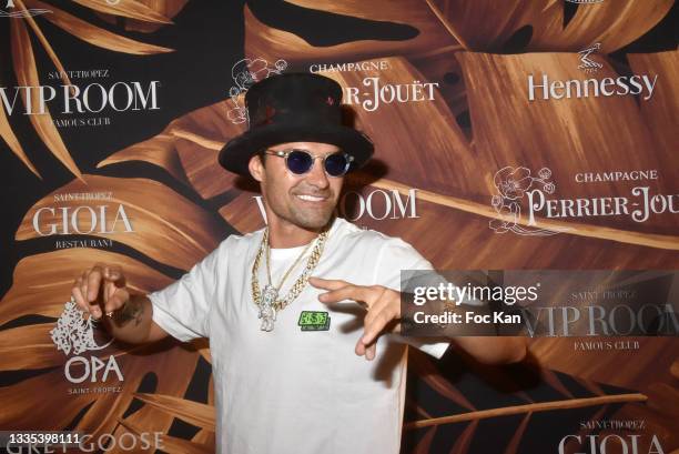 Street Painter Alec Monopoly aka Alec Andon attends the Alec Monopoly X Belart After Party at VIP Room Saint Tropez on August 20, 2021 in Saint...