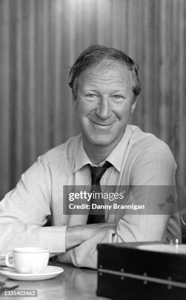 New Newcastle United manager Jack Charlton pictured at his first press conference as the new Newcastle United manager circa July 1984 at St James'...