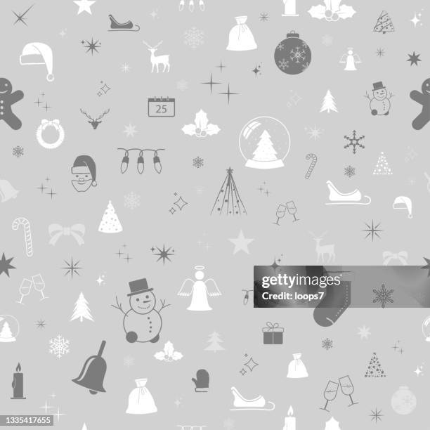 christmas icon design in a pixel perfect seamless pattern arrangement - white socks stock illustrations