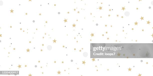 stockillustraties, clipart, cartoons en iconen met golden star seamless pattern on white background - star confetti white background