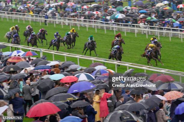 Ben Coen riding Sonnyboyliston win The Sky Bet Ebor Handicap at York Racecourse on August 21, 2021 in York, England.