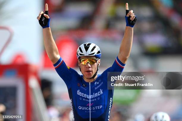 Fabio Jakobsen of Netherlands and Team Deceuninck - Quick-Step celebrates winning during the 76th Tour of Spain 2021, Stage 8 a 173,7 km stage from...