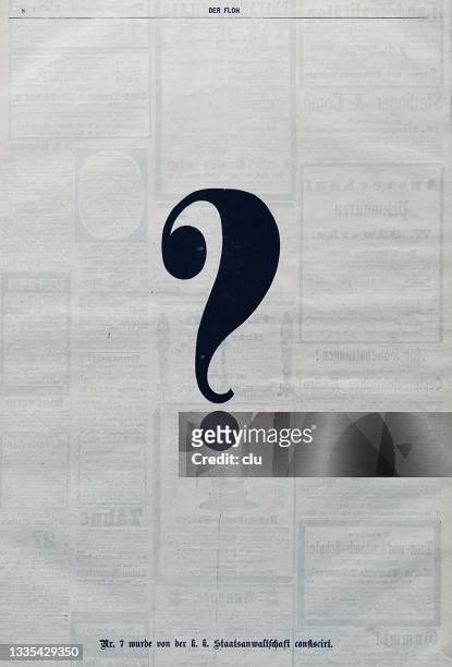 the newspaper was banned by prosecutors, therefore here a question mark - ehre stock illustrations