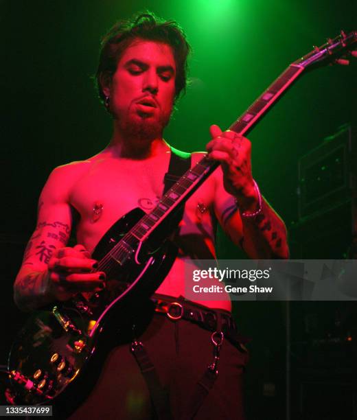 American Alternative & Rock musician Dave Navarro, of the group Jane's Addiction, plays guitar as he performs on stage at Irving Plaza, New York, New...