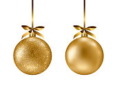 Golden Christmas ball set vector