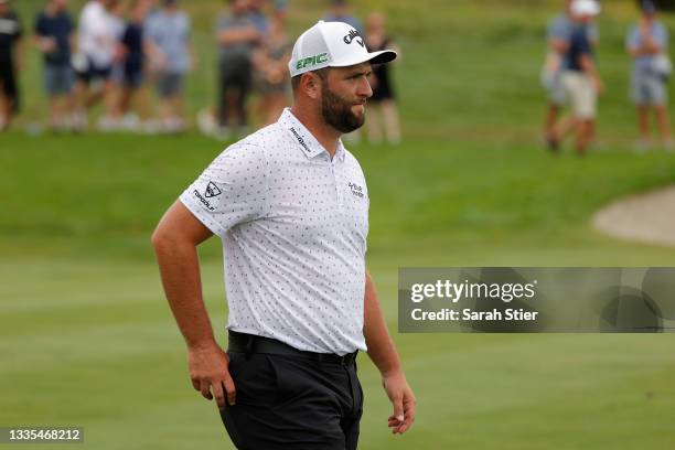 Jon Rahm of Spain looks on from the seventh fairway during the third round of THE NORTHERN TRUST, the first event of the FedExCup Playoffs, at...