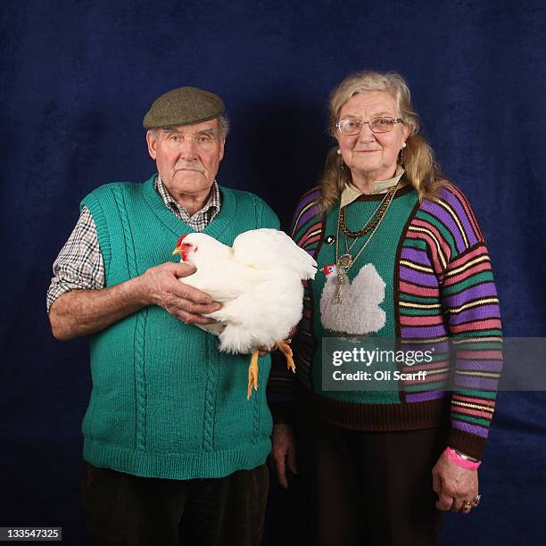 Allan and Dinah Procter, from Preston, show their 20 month old White Wyandotte Bantam hen which won a 1st prize in its breed at the Poultry Club's...