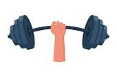 Strong concept. Barbell in hands icon.
