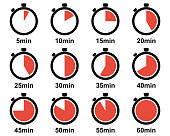 Timer set color silhouette icons. Stopwatch vector