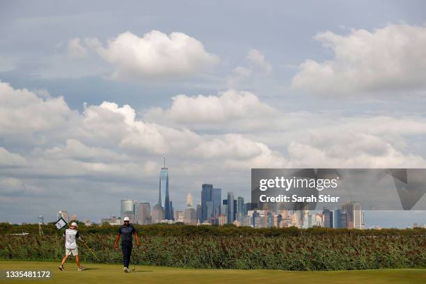 General view is seen as Tony Finau of the United States walks off the 14th green during the third round of THE NORTHERN TRUST, the first event of the...