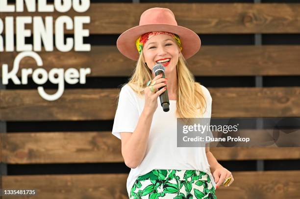 Jewel speaks during Jewel's Anxiety Workshop on the Inspire Lounge stage during the second day of The Wellness Experience by Kroger at The Banks on...