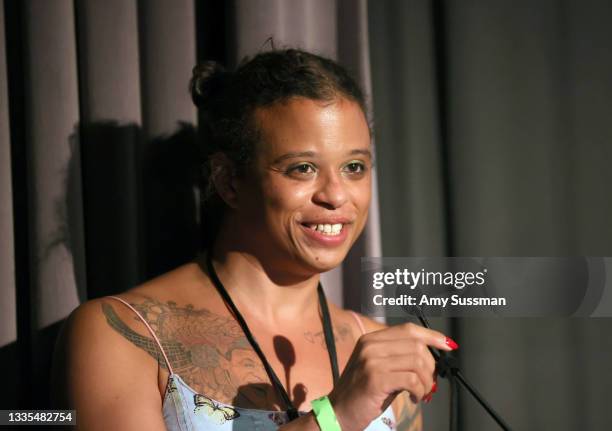 Tourmaline speaks onstage during Outfest Los Angeles LGBTQ Film Festival's 5th Annual Trans and Nonbinary Summit at DGA Theater Complex on August 21,...