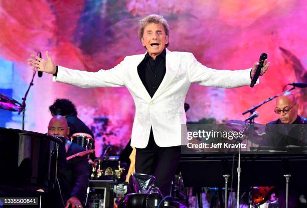 Barry Manilow performs onstage during We Love NYC: The Homecoming Concert Produced by NYC, Clive Davis, and Live Nation on August 21, 2021 in New...