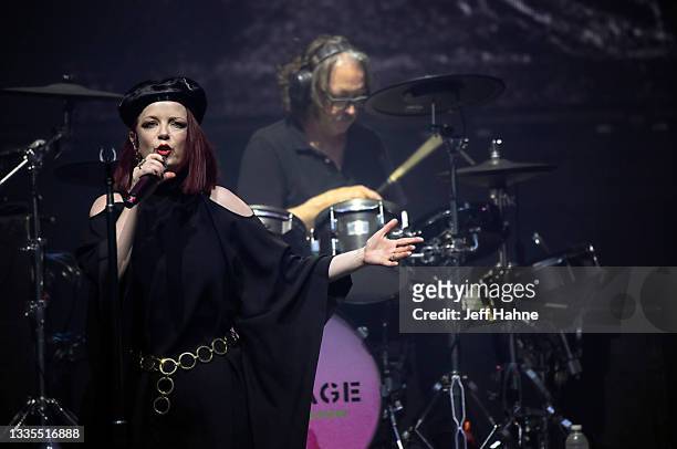 Singer Shirley Manson of Garbage performs at PNC Music Pavilion on August 21, 2021 in Charlotte, North Carolina.