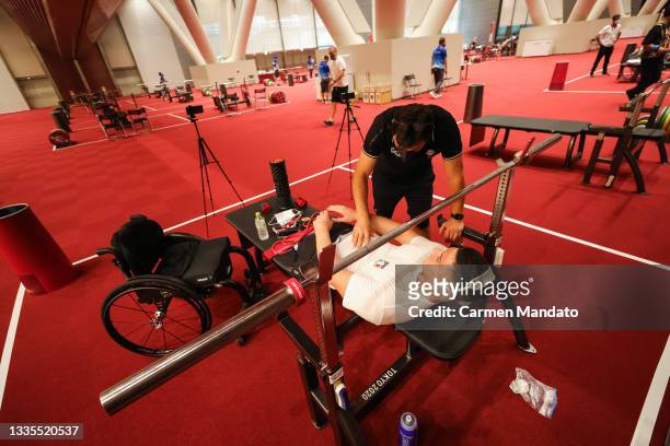 Donato Telesca of Italy trains ahead of the Tokyo 2020 Paralympic Games at Tokyo International Forum on August 22, 2021 in Tokyo, Japan.