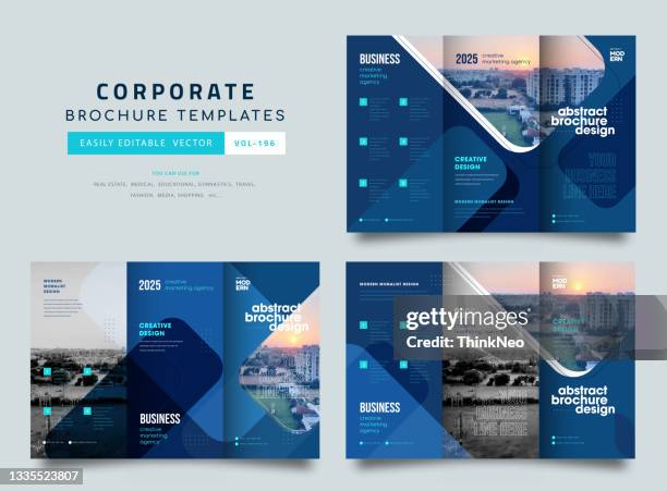ilustraciones, imágenes clip art, dibujos animados e iconos de stock de colección de tri fold folleto maqueta fondo negocio abstracto folleto folleto vector diseño presentación diseño a4 tamaño - presentación de diapositvas
