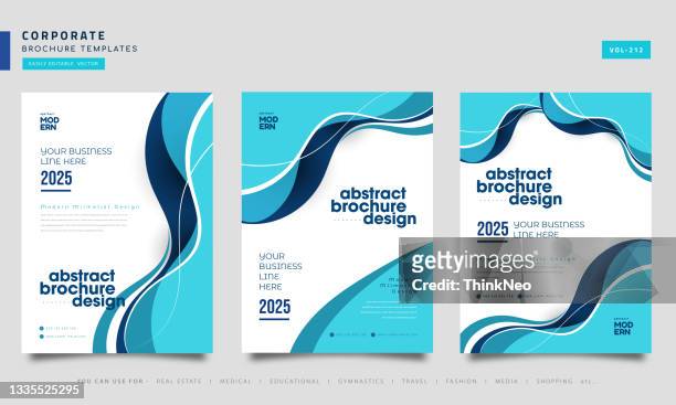 collection of brochure template. flyer design, leaflet cover for business presentations, magazine covers, posters, booklets, banners - wave pattern stock illustrations