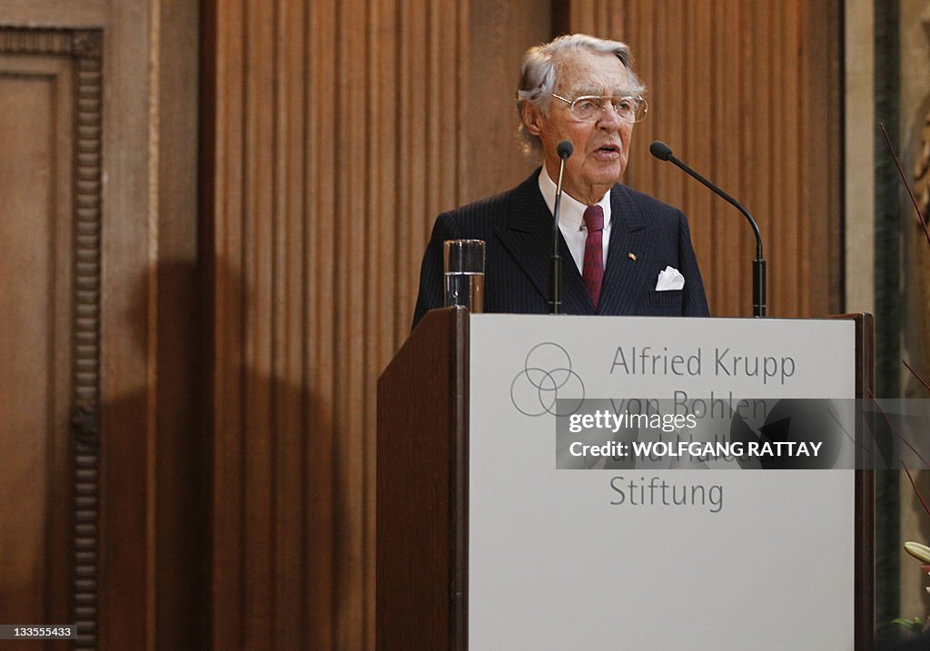 Beitz Berthold Beitz, 98-year-old chairman of the Alfried Krupp von Bohlen ...