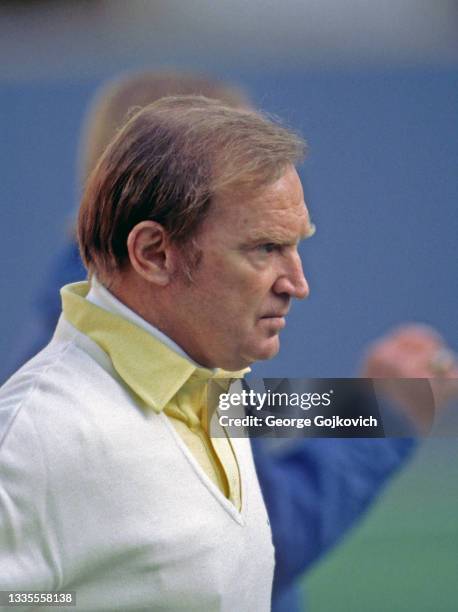 Head coach Don Coryell of the San Diego Chargers looks on from the sideline during a game against the Pittsburgh Steelers at Three Rivers Stadium on...