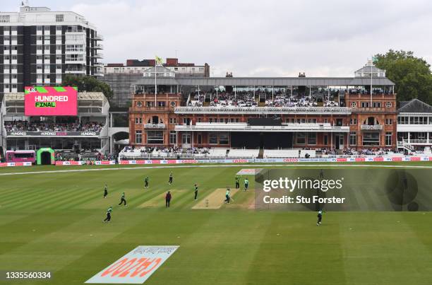 General view of the action during The Hundred Final match between Southern Brave Women and Oval Invincibles Women at Lord's Cricket Ground on August...