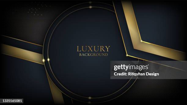 abstract gold and black circle background - 3d ring circle stock illustrations