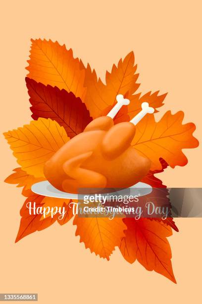 happy thanksgiving day - roast turkey stock illustrations