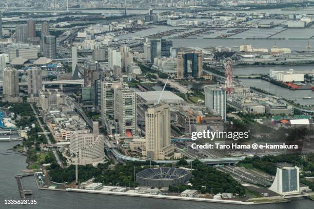 in tokyo of japan aerial view from airplane - odaiba tokyo stock pictures, royalty-free photos & images