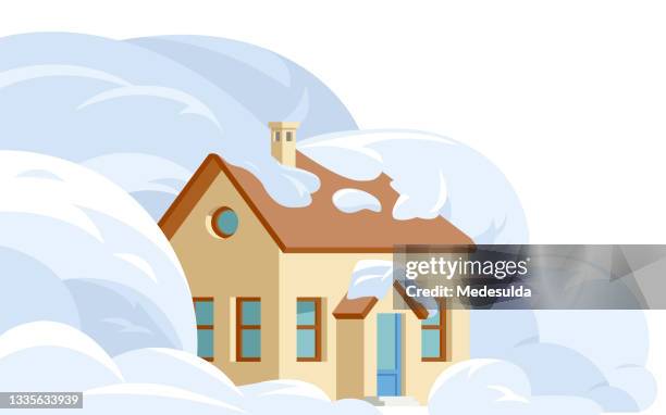 avalanche - winter weather warning stock illustrations