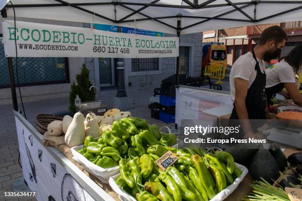 One of the stalls that make up the market La Despensa de Madrid, in the Plaza de la Constitucion in Moralzarzal, on 22 August, 2021 in Moralzarzal,...