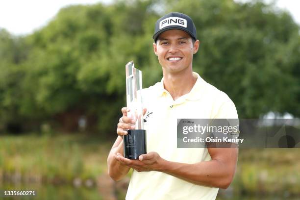 Johannes Veerman of United States poses with the trophy after winning the D+D Real Czech Masters during Day Four of The D+D Real Czech Masters at...