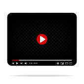 Template interface video player. Social media concept. Mockup video channel. Web windows player. Video content, blogging. Vector illustration. EPS 10