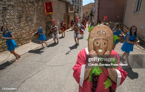 Opening parade of the Roman Festival in Honor of the God Bacchus, on 22 August, 2021 in Baños de Valdearados, Burgos, Castilla y Leon, Spain. The...