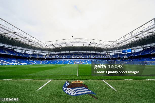 General view of the stadium prior to the La Liga Santander match between Real Sociedad and Rayo Vallecano at Reale Arena on August 22, 2021 in San...
