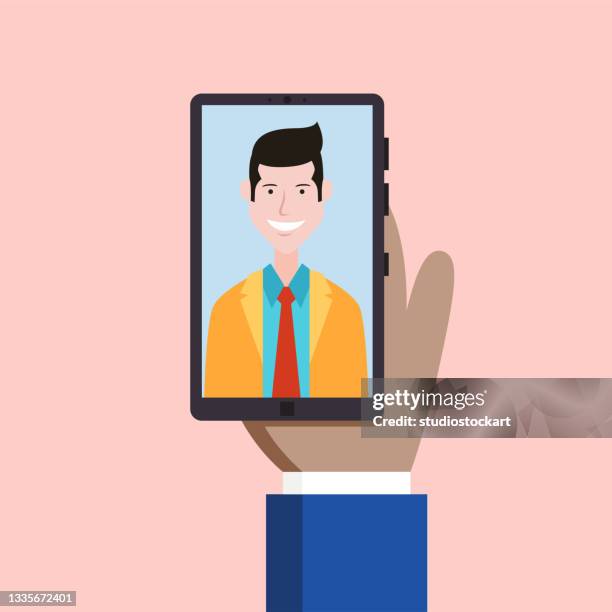 video conference internet meeting and live video chat - remote collaboration stock illustrations