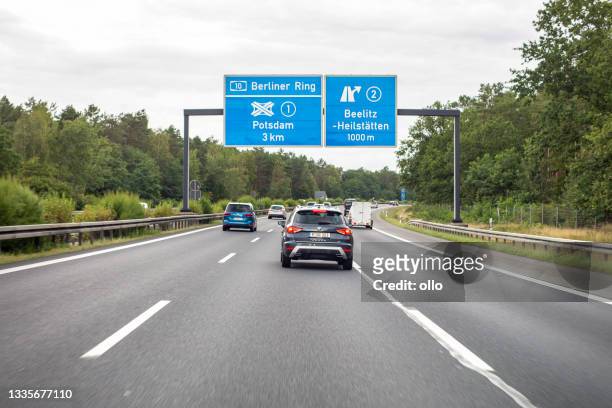 german highway a9, beelitz / potsdam - saxony anhalt stock-fotos und bilder