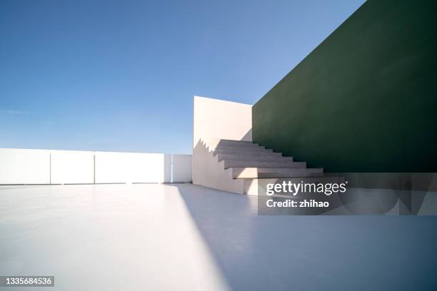 abstract architectural ladder and empty floor - terrazza foto e immagini stock