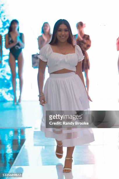 Elizabeth from Elizabeth & Co. Jewelry accessory designer walks the runway for Evita during NYSW hosted by Lifetime Sky founded by Evita Scoccia on...
