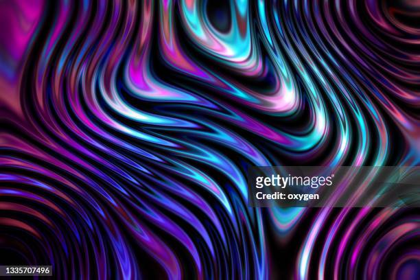trendy colorful holographic abstract purple blue wave background - holografisch stockfoto's en -beelden